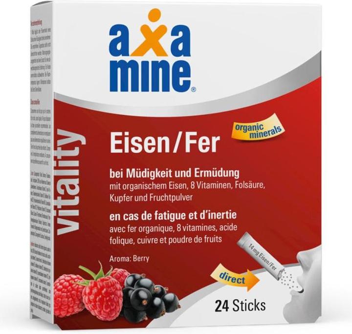 Produktbild Axamine Vitality Eisen Sticks Berry (24 Stück, Sachet)