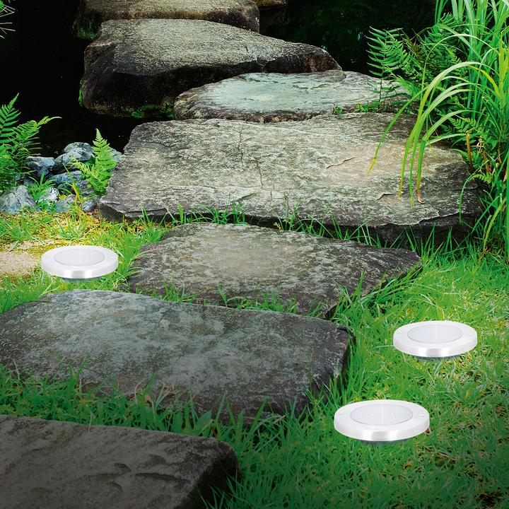 Actual product image Grundig Set of 8 solar floor lights made of stainless steel, with ground spike, Ã˜ 12 x 12 cm