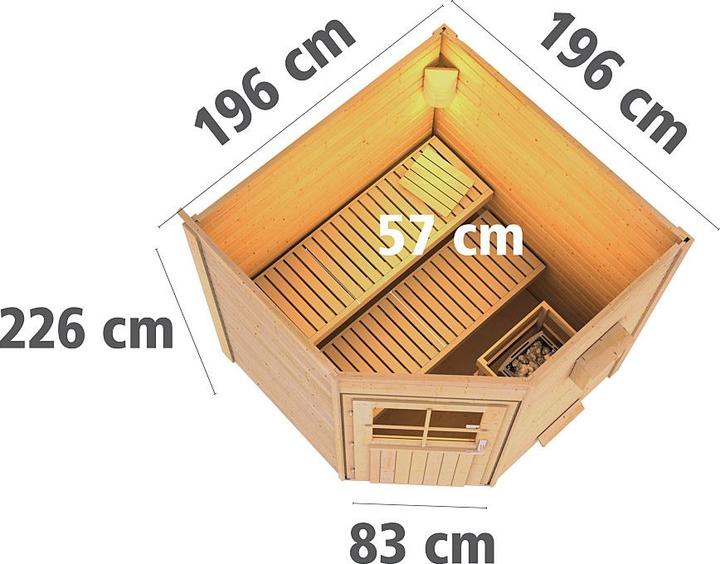 Image du produit Karibu Abri de sauna Pekka accès d'angle (9 KW Bio contrôle externe)