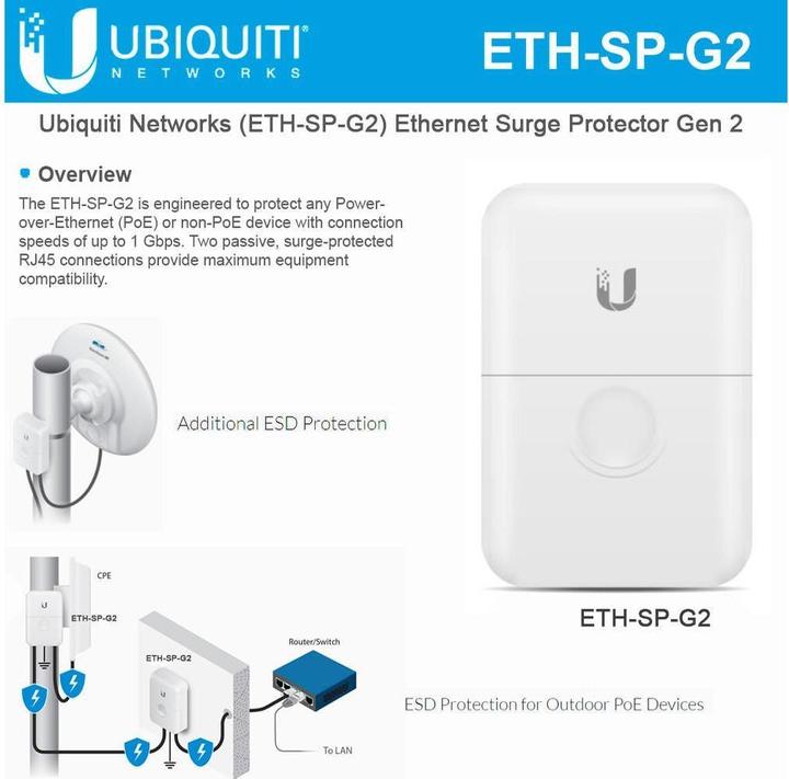 Immagine prodotto Ubiquiti ETH-SP-G2: Protezione da sovratensione Gen.2