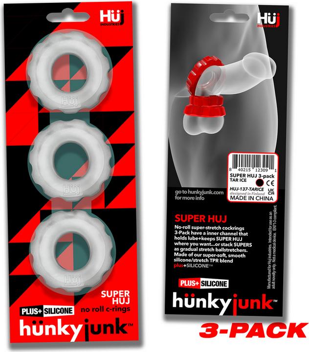 Produktbild Hünkyjunk Oxballs 83189: Hunkyjunk Super Huj 3Pk Cockrings Clear (5 cm)