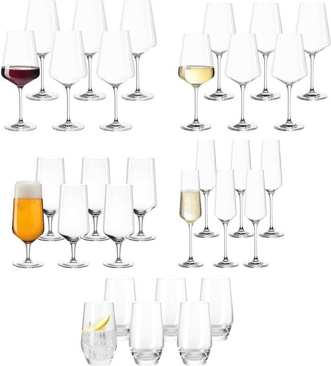 Leonardo Glass set Beer, Sparkling Wine, Wine PUCCINI (30 Glasses, White wine glasses, Champagne glasses, Red wine glasses)