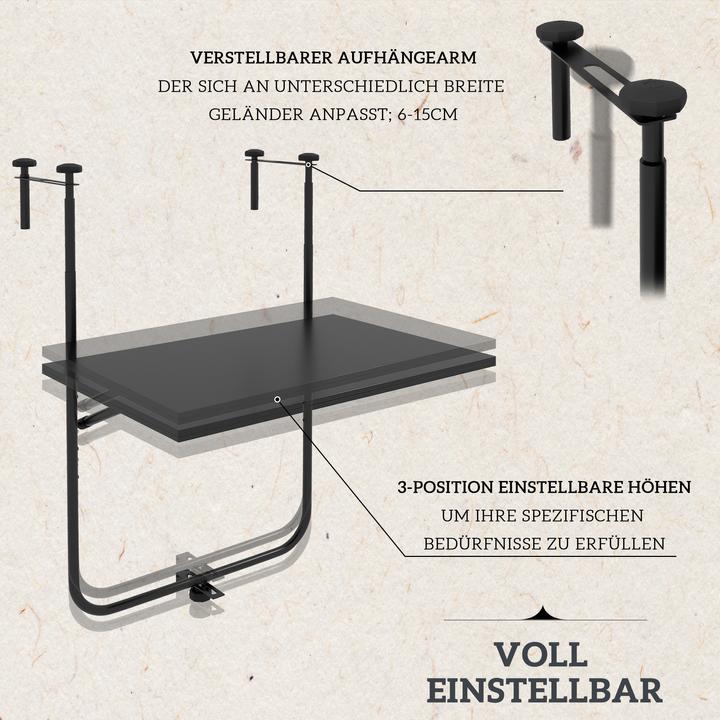 Produktbild Outsunny Balkon-Hängetisch (60 cm)