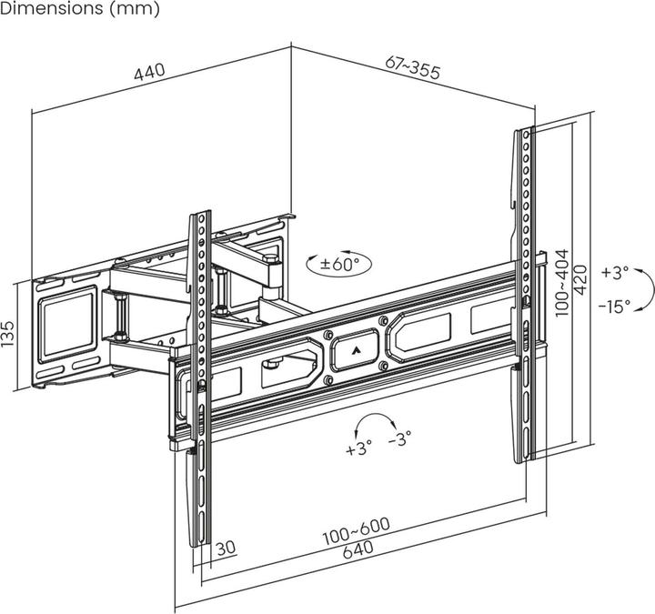 Produktbild Wiltec TV-Wandhalterung 37-80 Zoll Bildschirm (80", 40 kg)