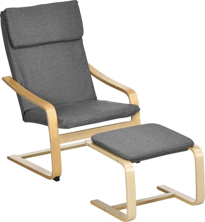 Image du produit Homcom Fauteuil de relaxation avec pouf avec repose-pieds, repose-tête et accoudoirs