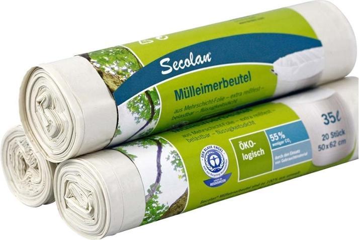 Productafbeelding Secolan Afvalzakken 35,0 l wit 25,0 µm, 20 stuks. (20 x, 35 l)