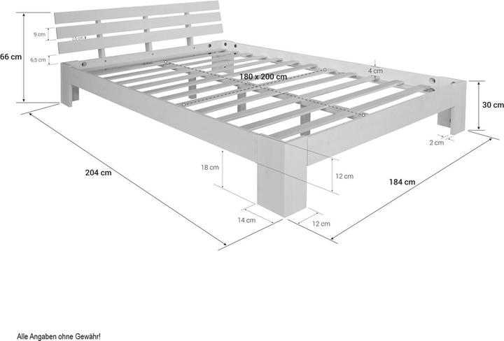 Immagine prodotto Homestyle4u Letto matrimoniale Letto in legno Letto futon (180 x 200 cm)