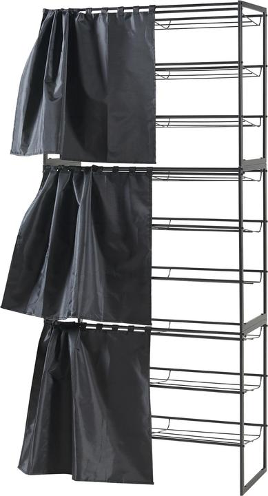 Actual product image En.Casa Sel shoe rack with curtain set of 3 black (80 x 32 x 60 cm)