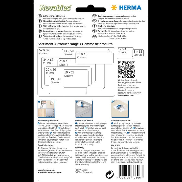Actual product image HERMA Removable multi-purpose labels