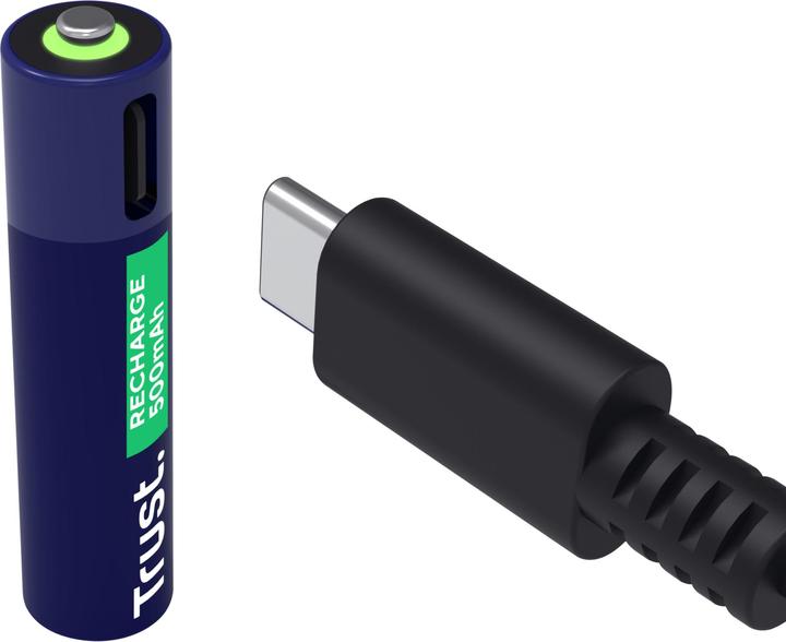 Produktbild Trust USB-C Rechargeable Batteries 2p (2 Stk., AAA, 500 mAh)