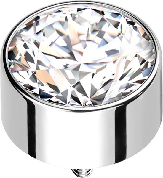 Image du produit Star Piercing Dermal Anchor cylindre haut argenté avec cristal argenté (sans laiton, Titane G23)