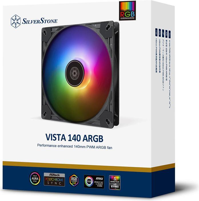 Produktbild Silverstone SST-VS140B-ARGB - VISTA Performance enhanced 140mm PWM ARGB fan, black (140 mm, 1 x)