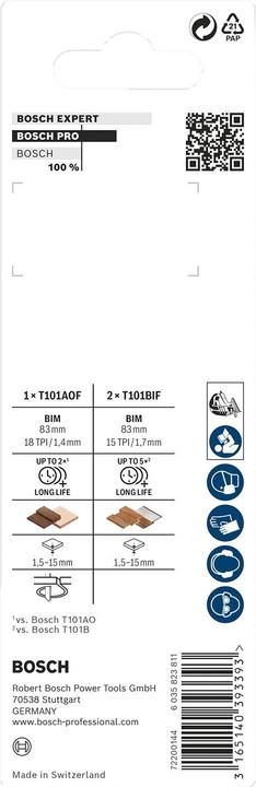 Immagine prodotto Bosch Professional Zubehör Set per laminato PRO, gambo a T, 3 pezzi.