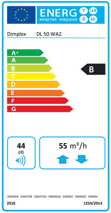 Etichetta energetica Dimplex Unità di ventilazione decentralizzata DL 50 WA2