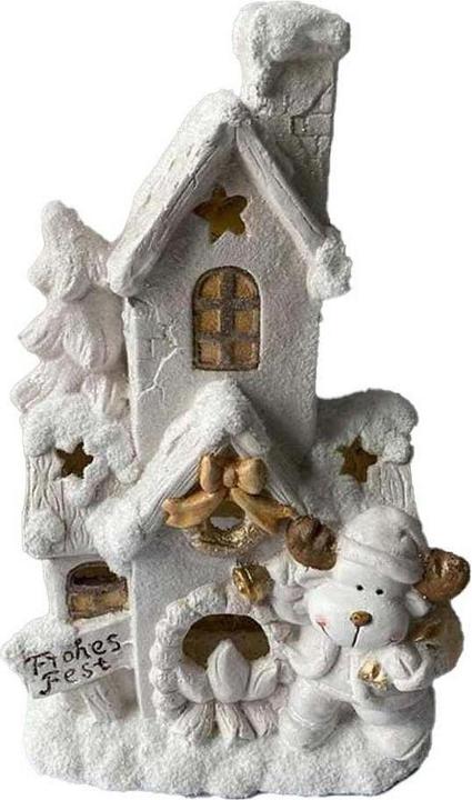 Actual product image DKD Home Decor Weihnachtsschmuck Haus Weiss Verschneit 32 x 21 x 52 cm