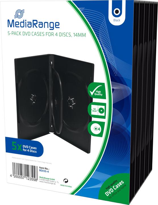 Image du produit MediaRange Pochettes de remplacement pour DVD, pour 4 supports DVD, 5 pièces