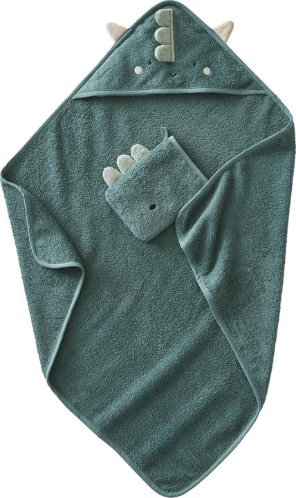 Vertbaudet Baby hooded bath towel & wash mitt DRAGON