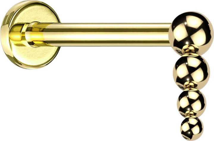 Star Piercing Micro Labret Innengewinde vergoldet Tropfen Kugeln (ohne Messing, Titan G23)