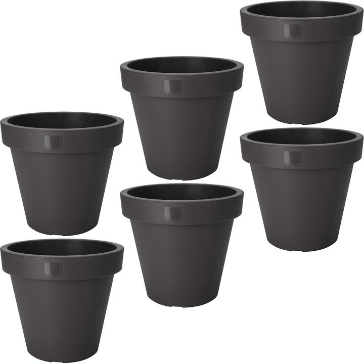 Actual product image ProGarden 6er-Set Blumentopf rund, anthrazit, Pflanztopf aus 100% recyclebarem Kunststoff, Ø 20 cm (20 cm)