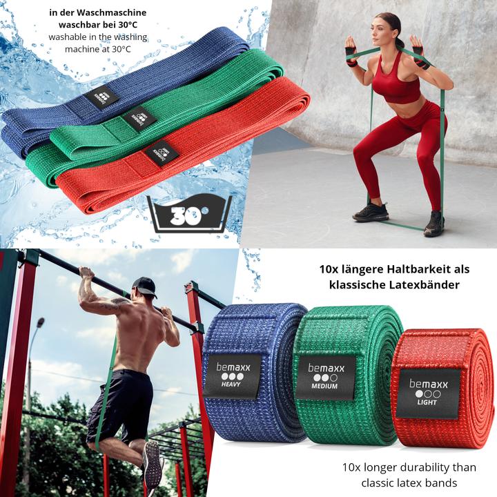 Actual product image BeMaxx Sports Pull-Up Band Textile, Set of 3 (Strong, Medium, Easy)