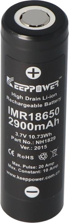 Immagine prodotto Keeppower Batteria IMR18650 - 10A (Flat Top) (1 pz., 18650, 2900 mAh)