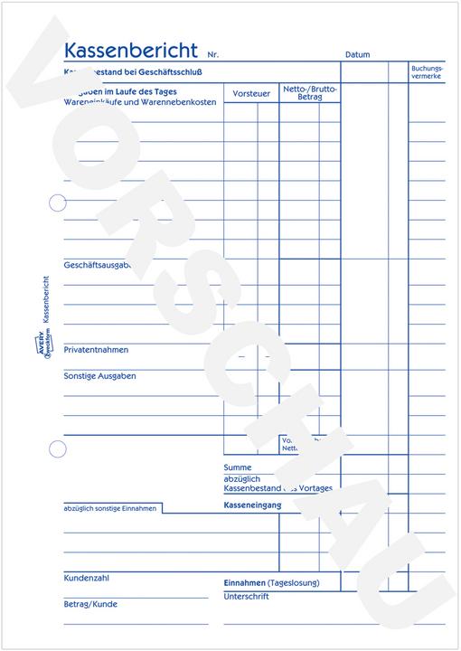Produktbild Avery Kassenbericht (50 x)
