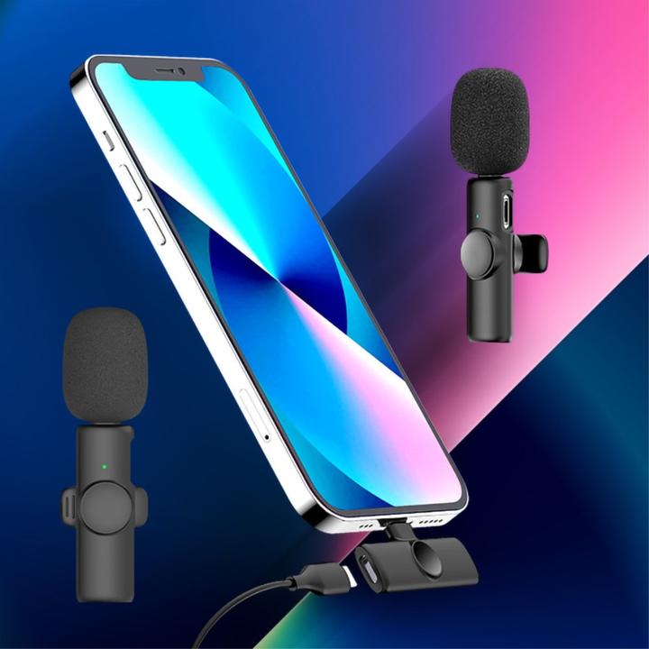 Produktbild Apfelkiste 360° Lavalier-Mikrofon mit Lightning – Kabelloses Set für Handy/Tablet (3-tlg.)