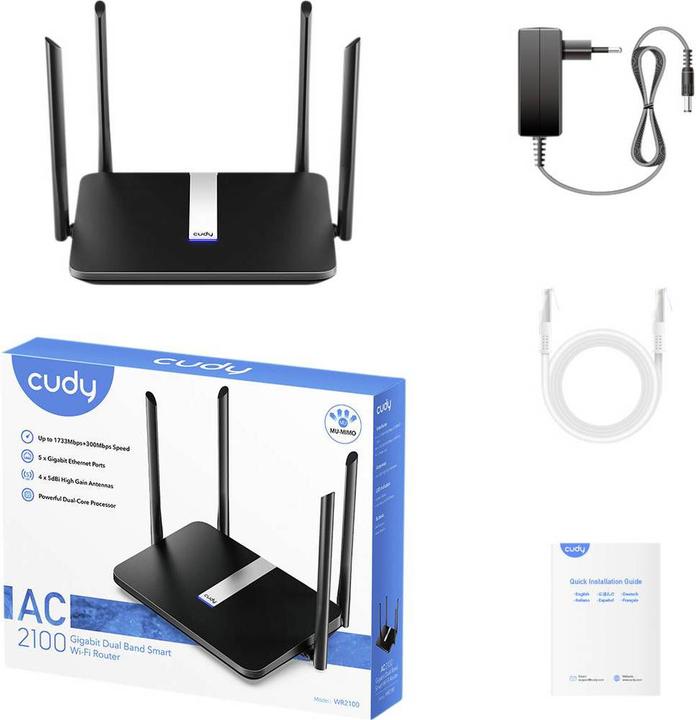Actual product image Cudy WR2100 WLAN Router 5 GHz 2100 MB/s