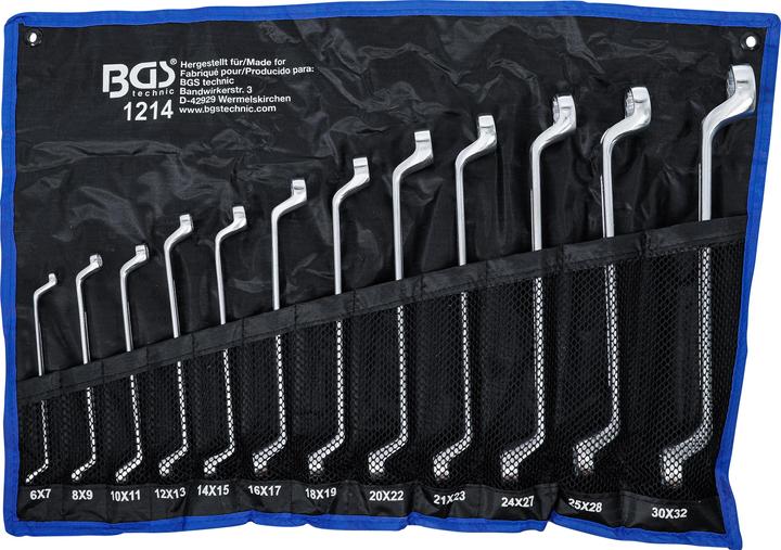 Actual product image BGS Set di 12 Chiavi a doppio anello, a gomito SW 6 x 7 - 30 x 32 mm ( 1214 ) (19 mm, 6 mm, 12 mm, 24 mm, 14 mm, 22 mm, 16 mm, 23 mm, 10 mm, 21 mm, 18 mm, 27 mm, 7 mm, 17 mm, 11 mm, 15 mm, 26 mm, 30 mm, 8 mm, 28 mm, 9 mm, 29 mm, 13 mm, 20 mm, 25 mm)