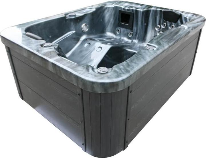 Produktbild Home Deluxe Outdoor Whirlpool BLACK PEARL, 27 Massagedüsen, Beleuchtung, Treppe und Thermoabdeckung, 3 Personen