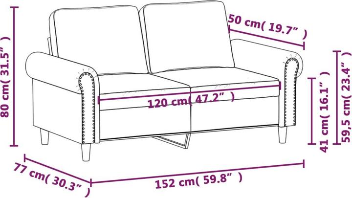 Actual product image VidaXL 2-seater sofa 120 cm velvet (2 person sofa)