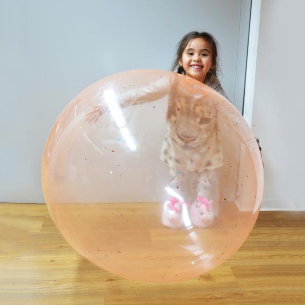 Actual product image Kögler Anti-gravity balloon, bubble ball, with inflation tube, confetti, 90cm