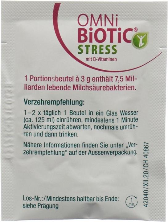 Nährwerte und Zutaten Omni Biotic Stress mit B-Vitaminen (56 Stück, Pulver, 168 g)