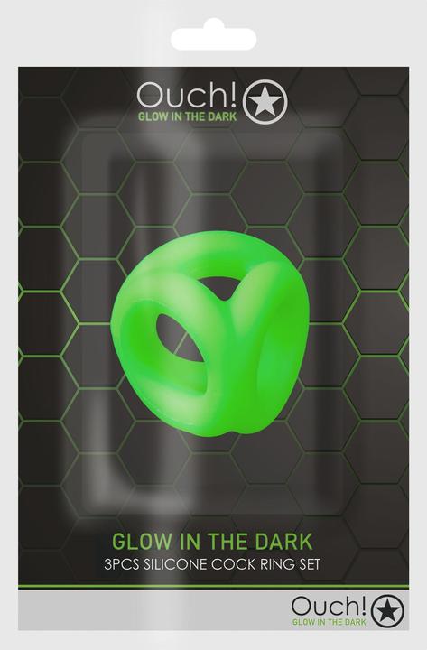Actual product image Ouch! Cock Ring & Ball Strap - Glow in the Dark (4 cm)