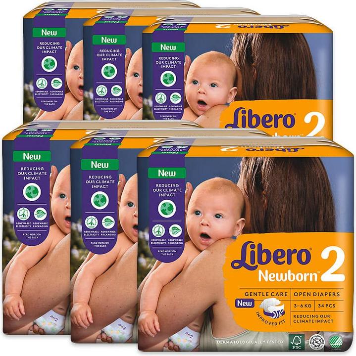 Libero Newborn 2 (Taille 2, Pack mensuel, 204 pièce(s))