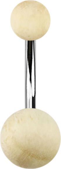 Produktbild Star Piercing Banane silber mit zwei Kugeln aus Krokodilholz (Chirurgenstahl 316L, ohne Messing, Organisch)