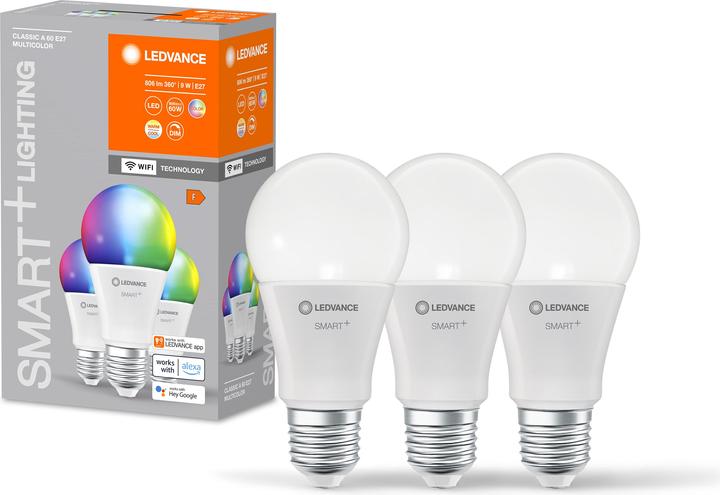Ledvance SMART+ WiFi Classic A60 RGBW E27 FR M3 (E27, 9 W, 806 lm, 1 x, F)