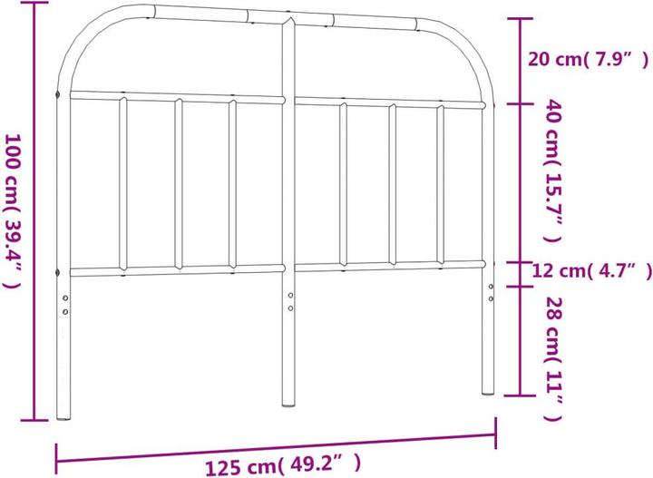 Image du produit VidaXL Kopfteil Metall Weiss 120 cm, Farbe: Weiss (125 x 3 x 100 cm)
