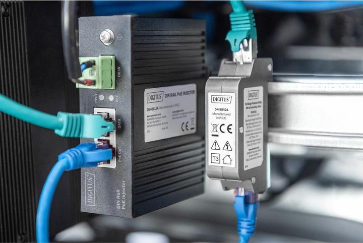 Produktbild Digitus PoE Surge Protector (RJ45), DIN-Schienenmontage, Indoor (Überspannungsschutzadapter)