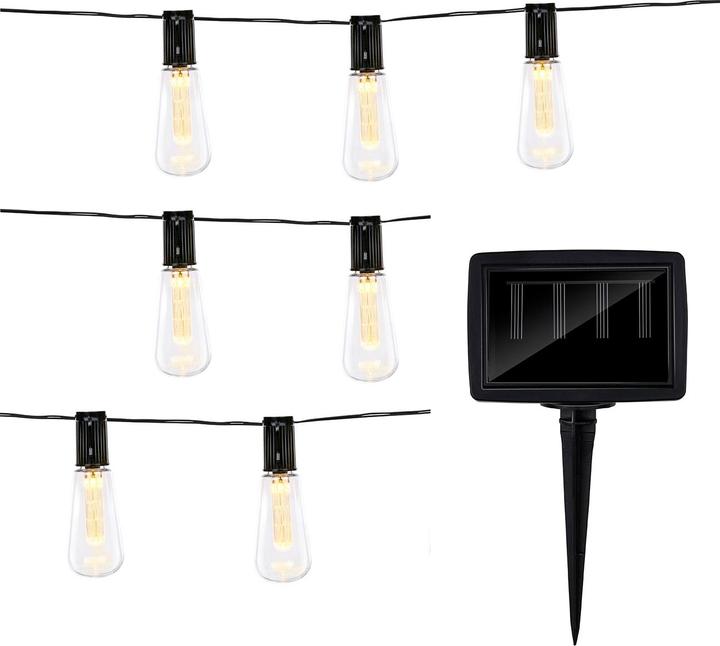 Produktbild Grundig 2er-Set Solar-LED-Lichterkettee mit 10 warmweissen LED Glühbirnen, 3,35 m (3.35 m)