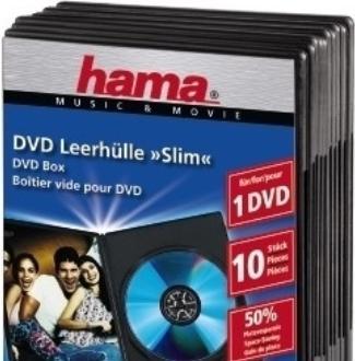 Actual product image Hama 1x10 DVD Blank Sleeve Slim 50% space saving