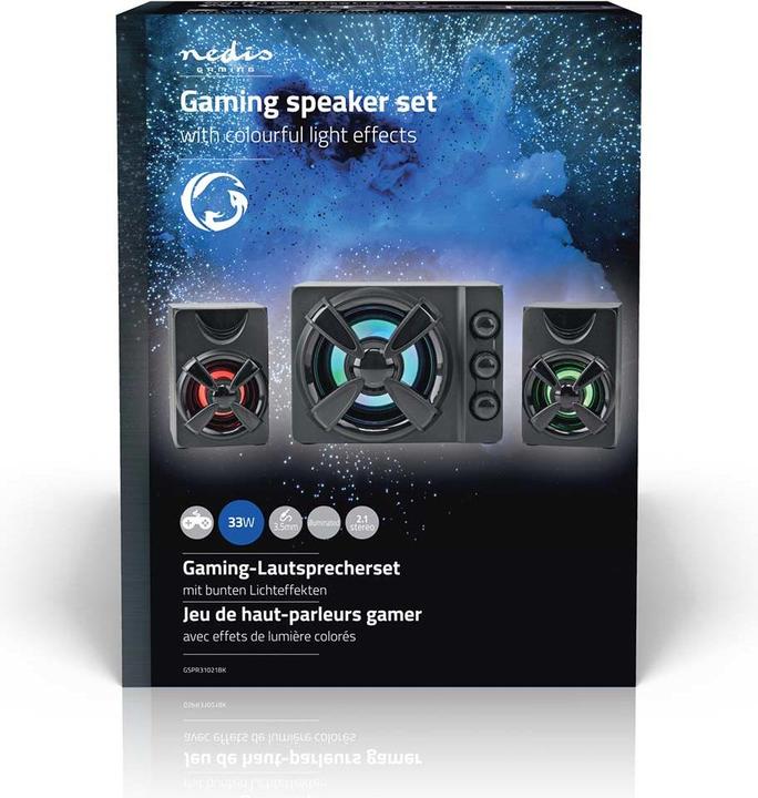 Produktbild Nedis Gaming-Lautsprecher | Lautsprecherkanäle: 2.1 | Stromversorgung über USB | 3.5 mm Stecker | 33