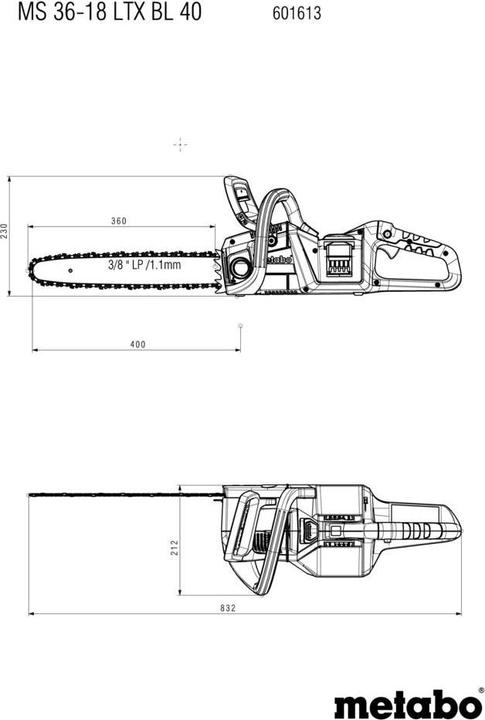 Image du produit Metabo MS 36-18 LTX BL 40 (Tronçonneuse à batterie)