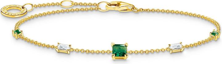 Produktbild Thomas Sabo Armband mit grünen und weissen Steinen gold (19 cm, 925er Silber, beschmücktes Sterling Silber 925er Vergoldung)