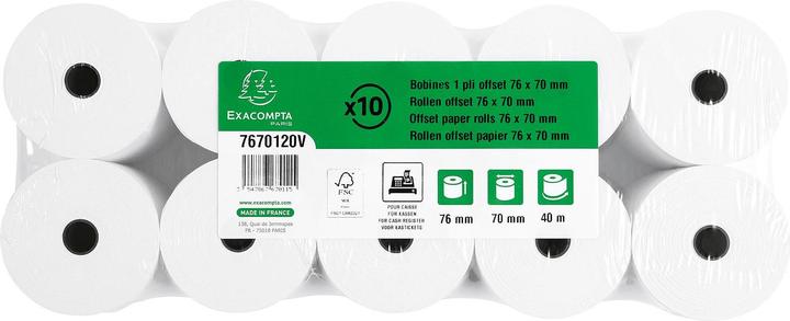 Actual product image Exacompta Receipt Rolls 1ply o /set 60g 76x70x12
