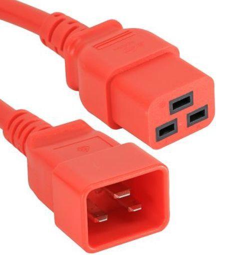 Protect Expert Kaltgeräte-Verlängerungskabel 16 A, C20 Stecker an C19 Buchse, rot, 2,0 m (2 m, C20)