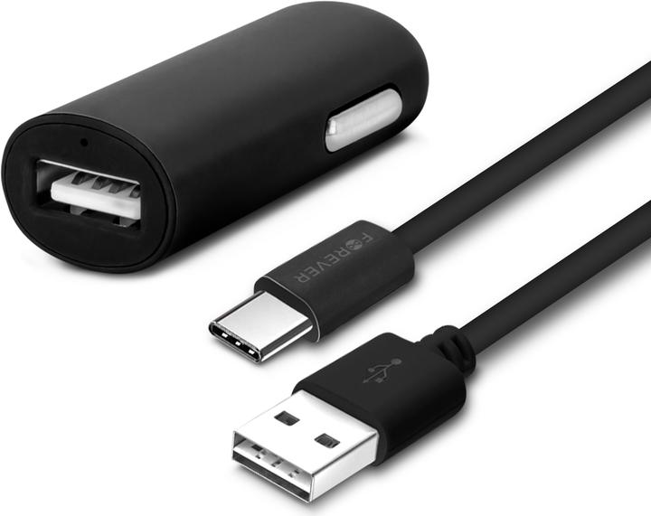 Forever Lade-Adapter, Zigaretten-Anzünder mit USB-C Ladekabel