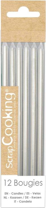 Image du produit ScrapCooking Lot de 12 bougies longues argentées 12cm (12 x)