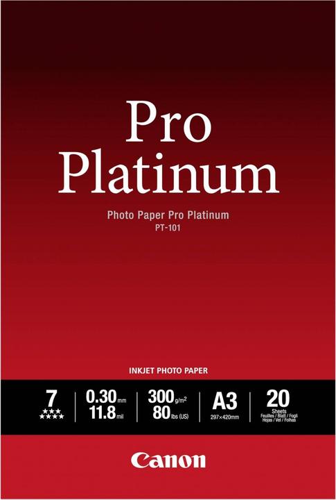 Immagine prodotto Canon PT-101 Pro Platinum (300 g/m², A3, 20 x)