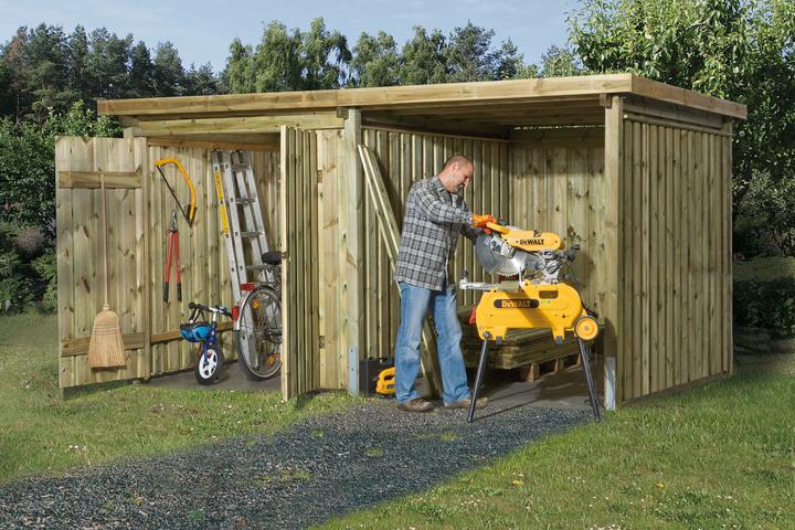 Actual product image Weka Holzbau Storage house weka 607 variant 2 389 x 288 cm pressure impregnated
